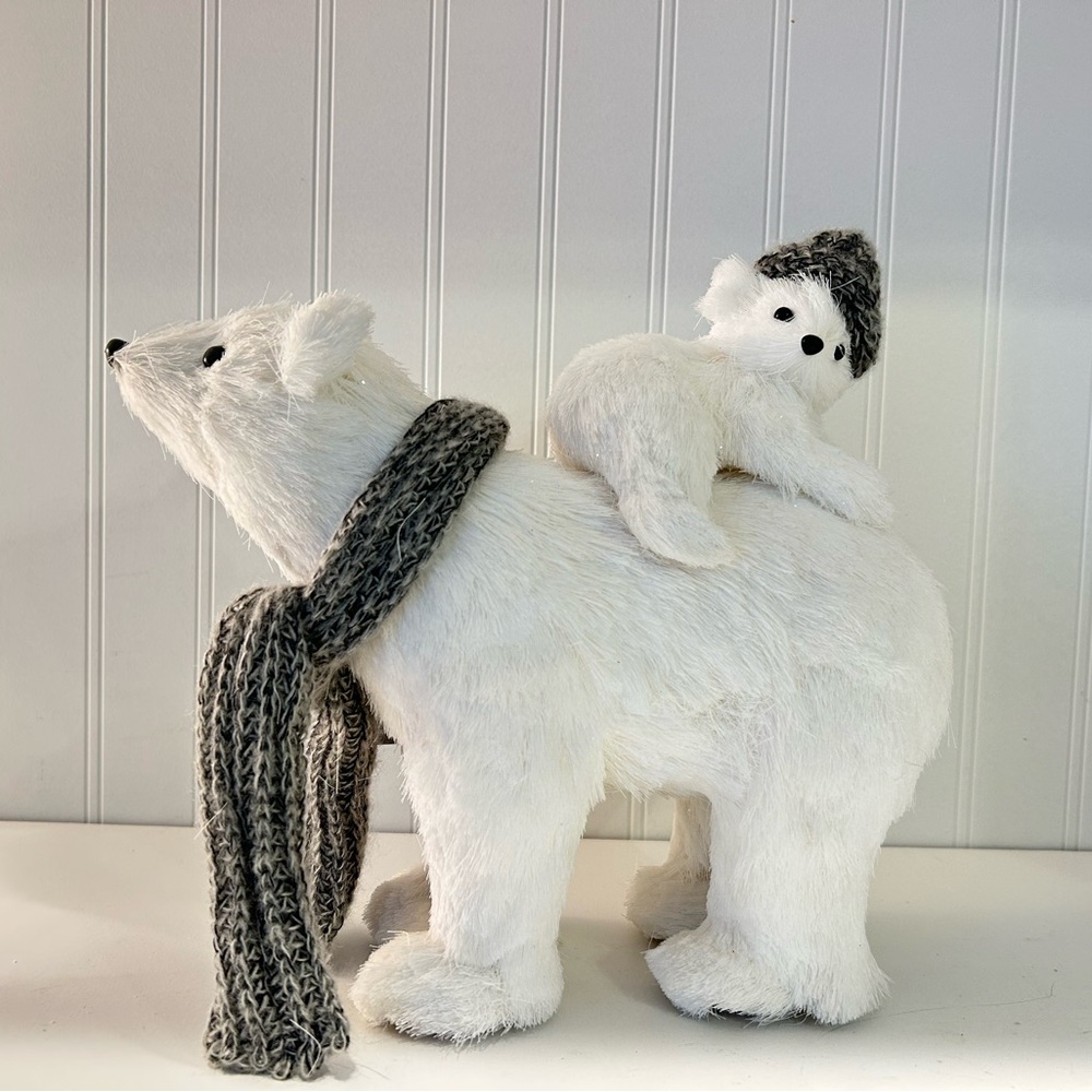 White Polar Bear Plush with Gray Accessories